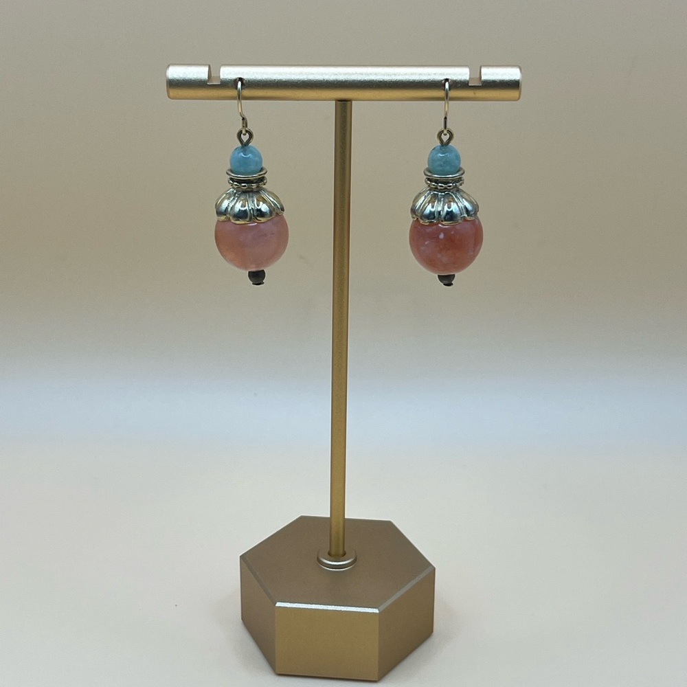 Elegant Pink and Blue Earrings